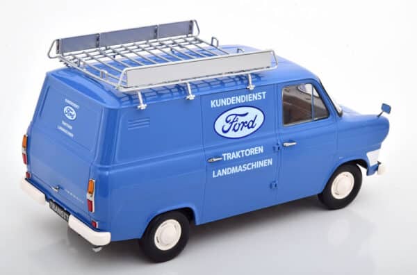 kk scale - 1:18 ford transit delivery van 1970 blue ford kundendienst w/roof rack