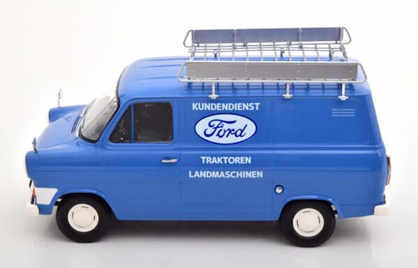 kk scale - 1:18 ford transit delivery van 1970 blue ford kundendienst w/roof rack