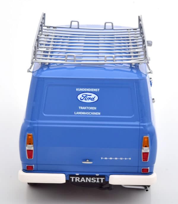 kk scale - 1:18 ford transit delivery van 1970 blue ford kundendienst w/roof rack