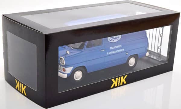 kk scale - 1:18 ford transit delivery van 1970 blue ford kundendienst w/roof rack