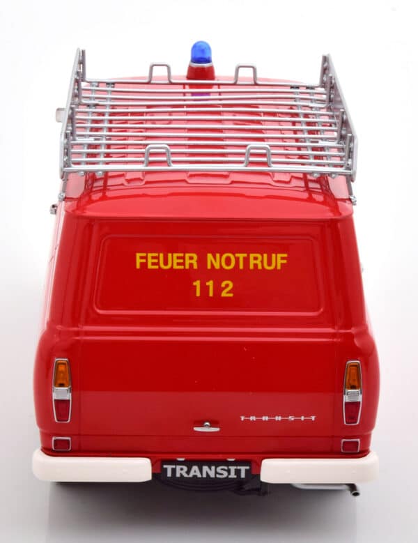 kk scale - 1:18 ford transit delivery van 1970 feuerwehr germany w/roof rack red