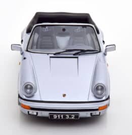 kk scale - 1:18 porsche 911 3.2 cabrio 1988 250 000th 911 silver grey w/removable softtop