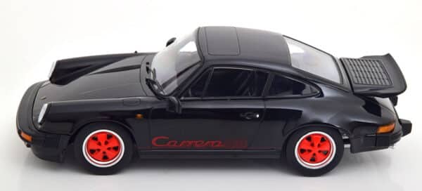 kk scale - 1:18 porsche 911 carrera 3.2 black/red clubsport 1989