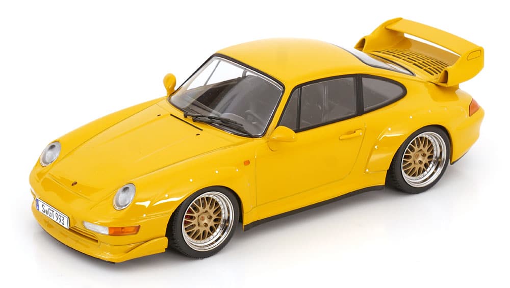 KK Scale – 1:18 Porsche 911 (993) GT2 with BBS Rims 1996 Yellow – Diecast Model