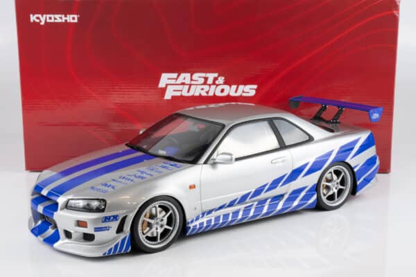 Kyosho 1:12 Nissan Skyline GT-R (R34) Brian O'Connor Fast & Furious 2001 (KSR12007A) Resin Model