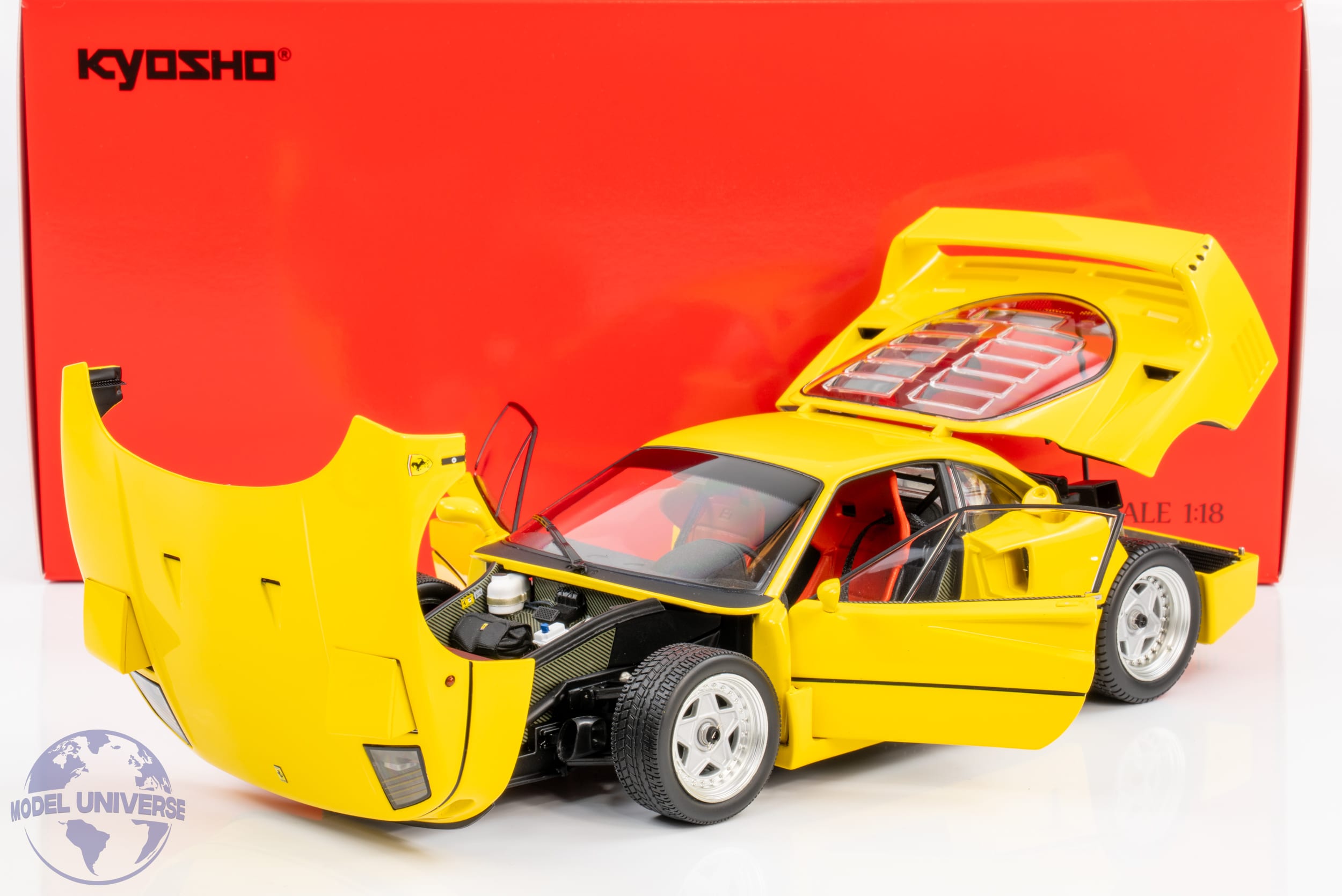 AUTOart 1/18 Ferrari F40イエロー旧ダイキャスト開閉モデル Ferrari F40 Yellow Diecast Model Car | Kyosho