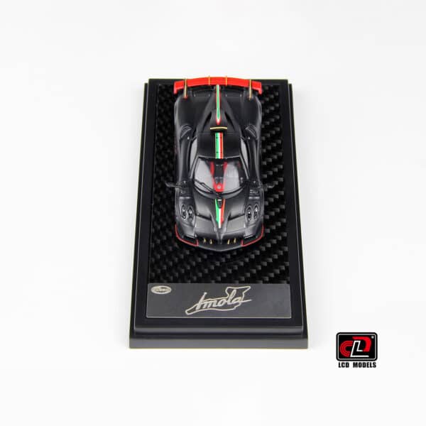 LCD - 1:64 Pagani Imola Coupe Matt Black Carbon with Italian Flag - Diecast Model