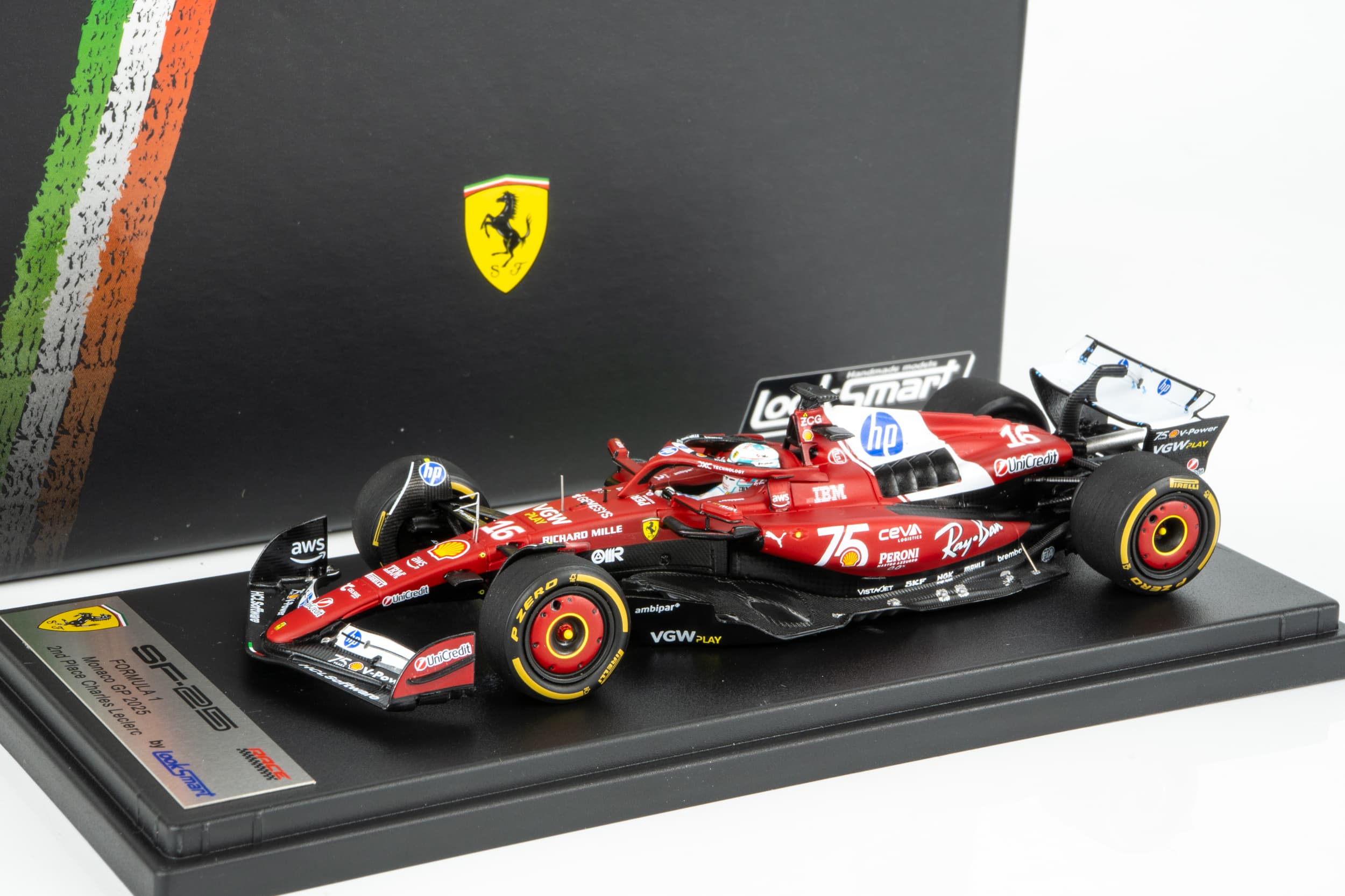 Looksmart - 1:43 Ferrari SF-25 No.16 Charles Leclerc 2nd Monaco GP