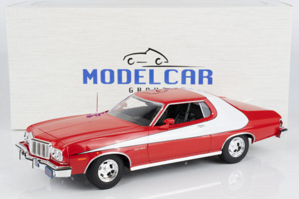 MCG 1:18 Ford Gran Torino Red/White 1975 from "Starsky & Hutch" TV Series (MCG181005) Diecast Model