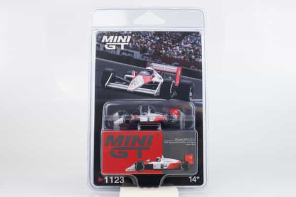 Mini GT 1:64 McLaren MP4/4 No.11 Alain Prost 2nd Place 1988 Japanese GP (Blister Package) (MGT01123-BL) Diecast Model