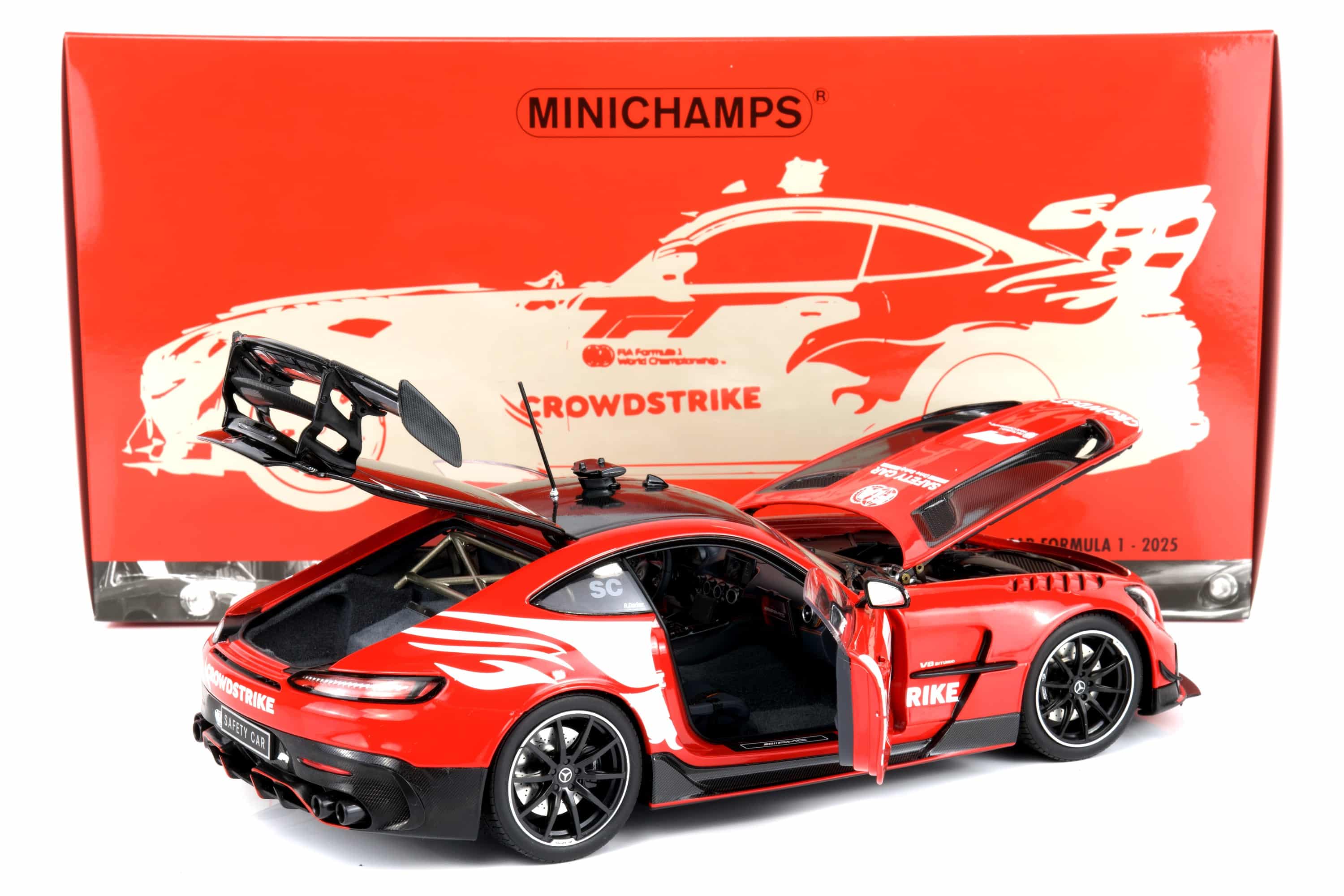 Minichamps 1:18 Mercedes-AMG GT Black Series F1 Safety Car CrowdStrike 2025 (110032091) Diecast Model 2 Minichamps 1:18 Mercedes-AMG GT Black Series F1 Safety Car CrowdStrike 2025 (110032091) Diecast Model - Image 2