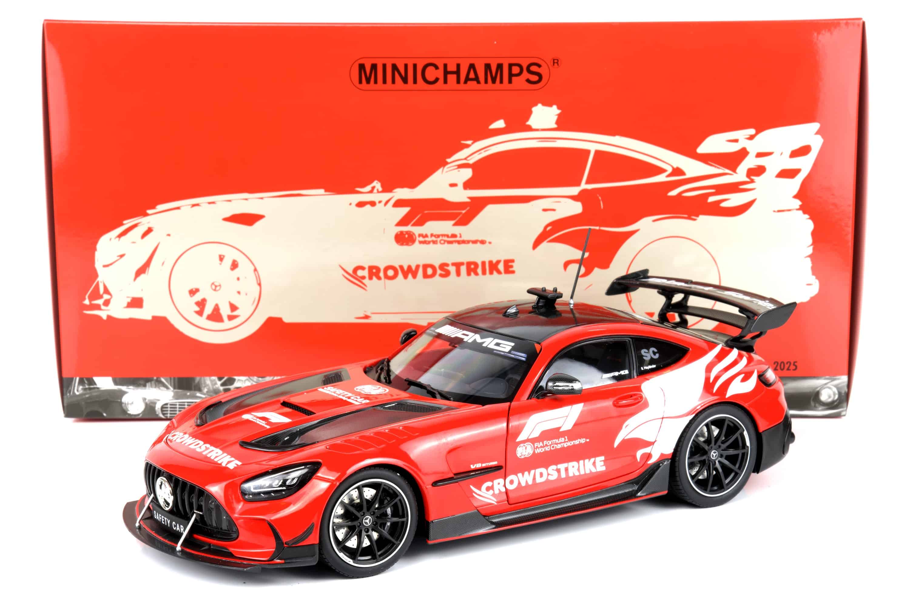 Minichamps 1:18 Mercedes-AMG GT Black Series F1 Safety Car CrowdStrike 2025 (110032091) Diecast Model 4 Minichamps 1:18 Mercedes-AMG GT Black Series F1 Safety Car CrowdStrike 2025 (110032091) Diecast Model - Image 4