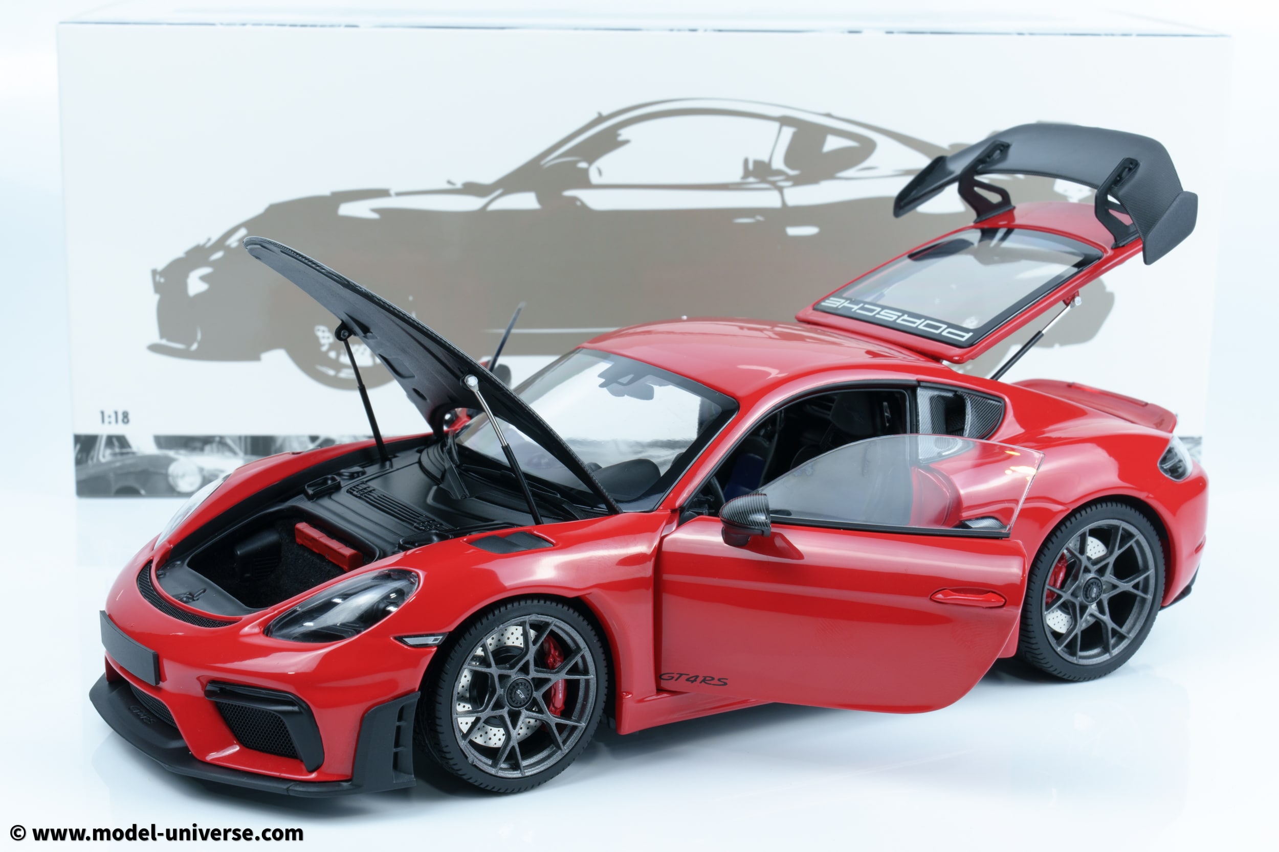 Minichamps - 1:18 Porsche Cayman GT4 RS Red w/Weissach Package 2024 - Diecast Model 17 Minichamps - 1:18 Porsche Cayman GT4 RS Red w/Weissach Package 2024 - Diecast Model