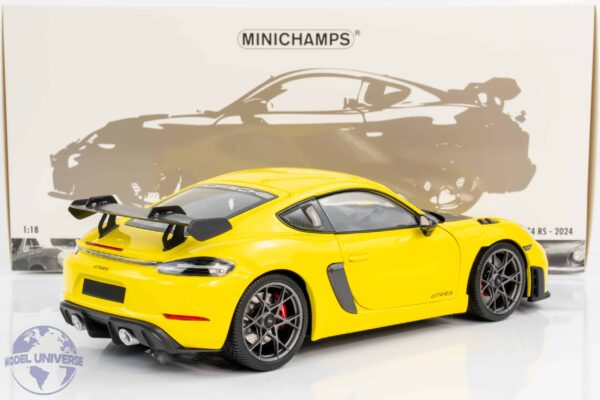 Minichamps - 1:18 Porsche Cayman GT4 RS Yellow w/Weissach Package 2024 - Diecast Model 12 Minichamps - 1:18 Porsche Cayman GT4 RS Yellow w/Weissach Package 2024 - Diecast Model