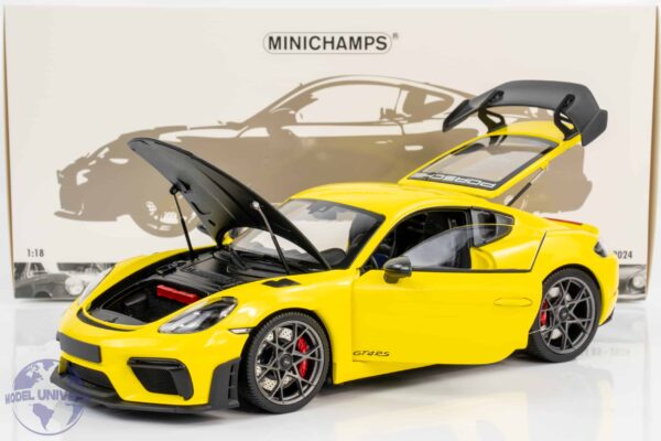 Minichamps - 1:18 Porsche Cayman GT4 RS Yellow w/Weissach Package 2024 - Diecast Model 11 Minichamps - 1:18 Porsche Cayman GT4 RS Yellow w/Weissach Package 2024 - Diecast Model