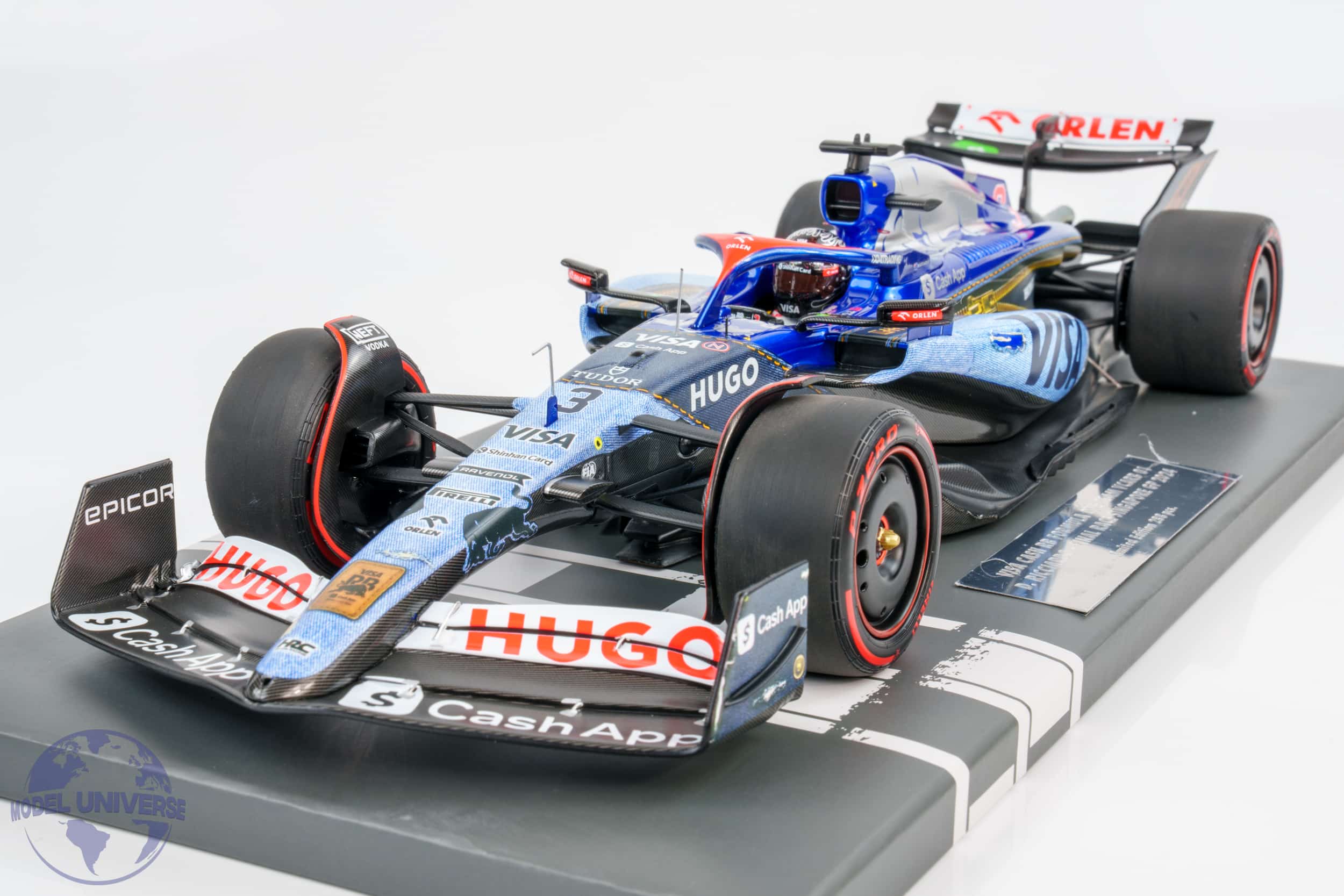 Minichamps - 1:18 Visa Cash App RB VCARB01 Daniel Ricciardo Last Race 2024 Singapore GP - Limited Edition Resin Model 8 Minichamps - 1:18 Visa Cash App RB VCARB01 Daniel Ricciardo Last Race 2024 Singapore GP - Limited Edition Resin Model