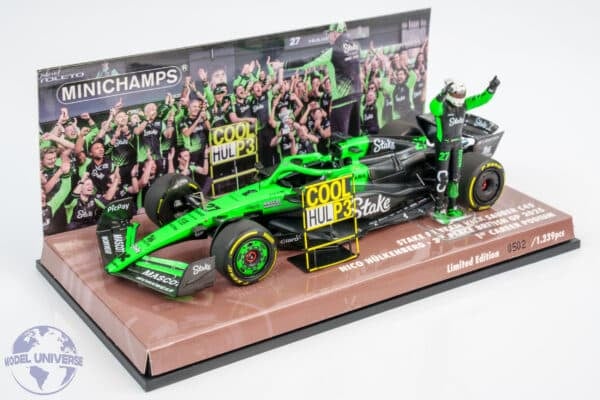 Minichamps - 1:43 Stake Kick Sauber F1 C45 No.27 Nico Hulkenburg 3rd Place British GP 2025 - Limited Edition Resin Model with Figurine
