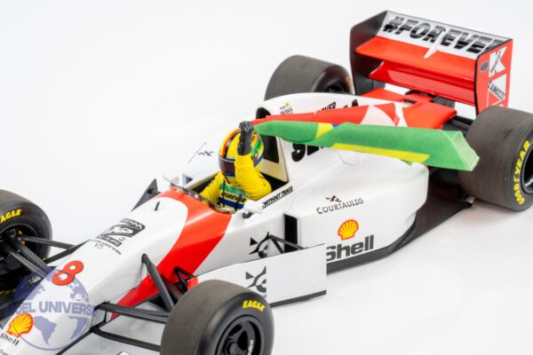 Minichamps - 1:18 McLaren Ford MP4/8 Sebastian Vettel - Ayrton Senna Imola Tribute 2024 with Flag - Limited Edition Diecast Model 11 Minichamps 530931805 McLaren Ford MP4 8 Sebastian Vettel Senna 3