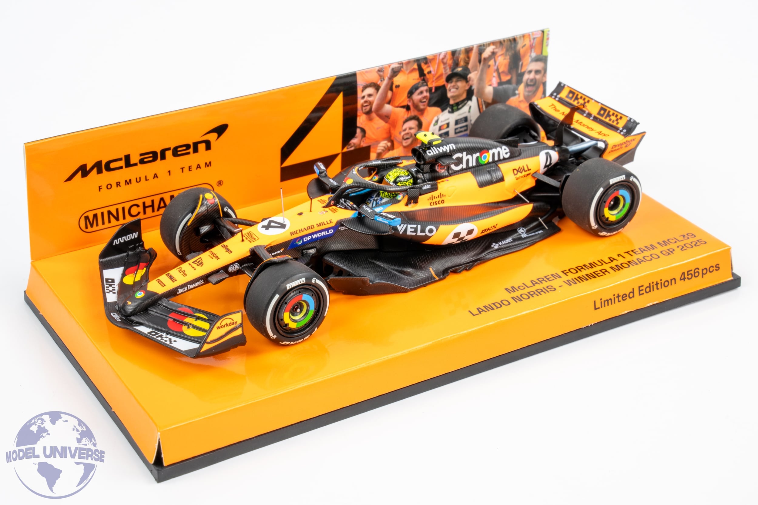 Minichamps - 1:43 Mclaren F1 MCL39 No.4 Lando Norris Winner Monaco GP 2025 - Limited Edition Resin Model