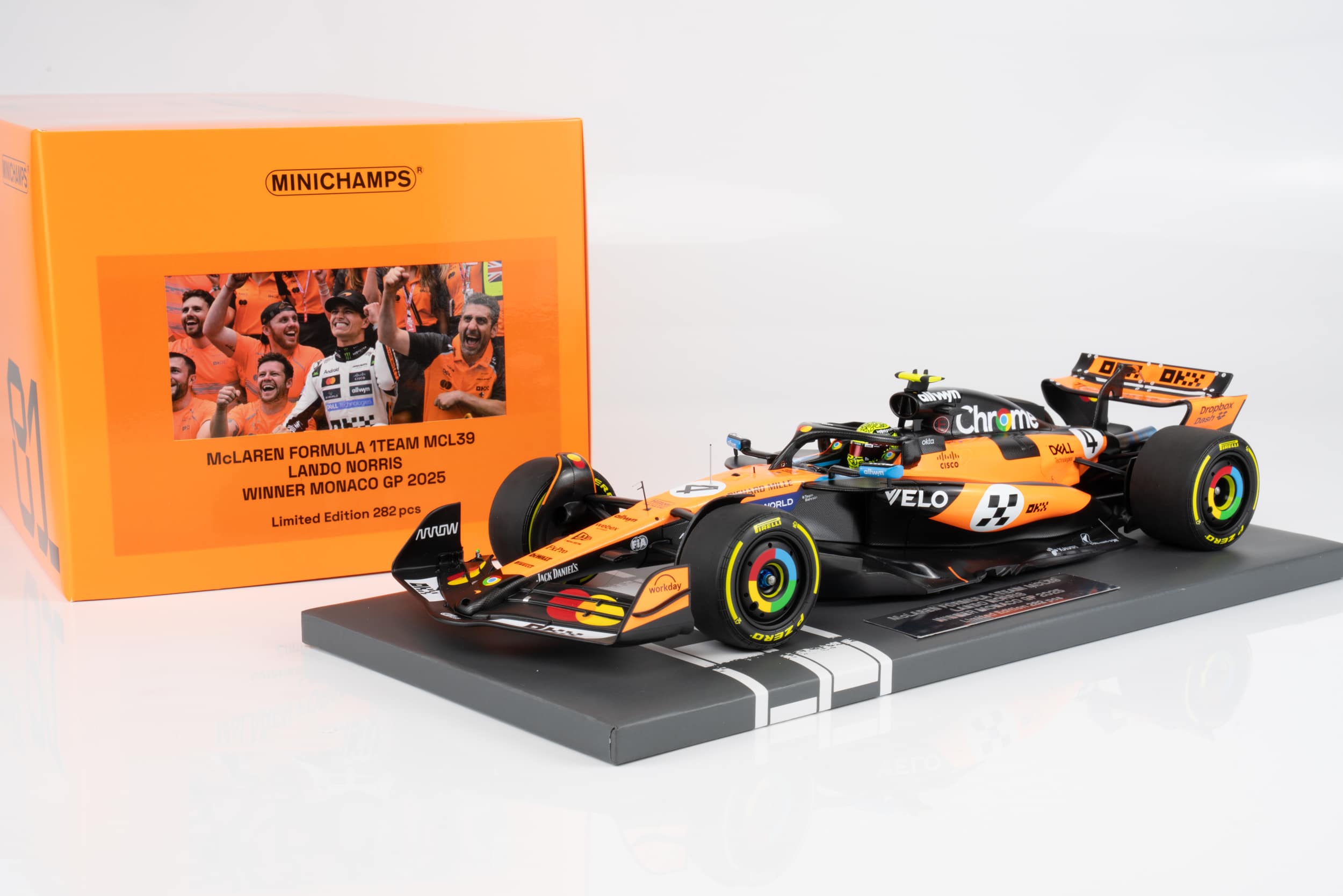 Minichamps 1:18 McLaren F1 MCL39 No.4 Lando Norris Winner Monaco GP 2025 (537252504) Limited Edition Resin Model 3 Minichamps 1:18 McLaren F1 MCL39 No.4 Lando Norris Winner Monaco GP 2025 (537252504) Limited Edition Resin Model - Image 3