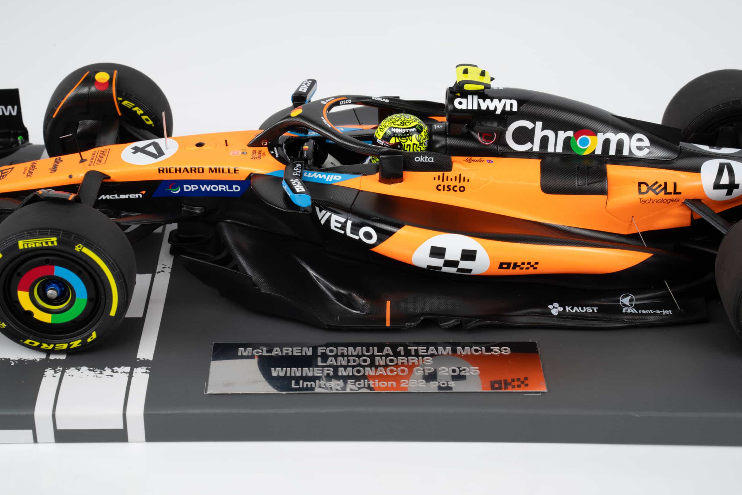Minichamps 1:18 McLaren F1 MCL39 No.4 Lando Norris Winner Monaco GP 2025 (537252504) Limited Edition Resin Model 11 Minichamps 1:18 McLaren F1 MCL39 No.4 Lando Norris Winner Monaco GP 2025 (537252504) Limited Edition Resin Model - Image 11