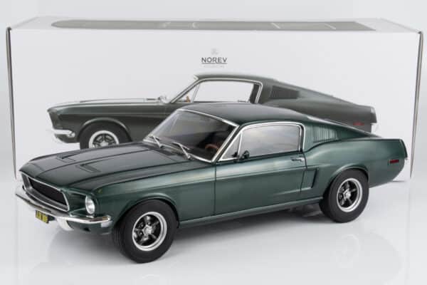 Norev 1:12 Ford Mustang Fastback Satin Green Metallic 1968 from "Bullitt" (122702) Diecast Model