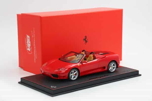 BBR - 1:18 Ferrari 360 Modena Spider Manual Gearbox Rosso Corsa Beige Interior - Limited Edition Resin Model with Showcase