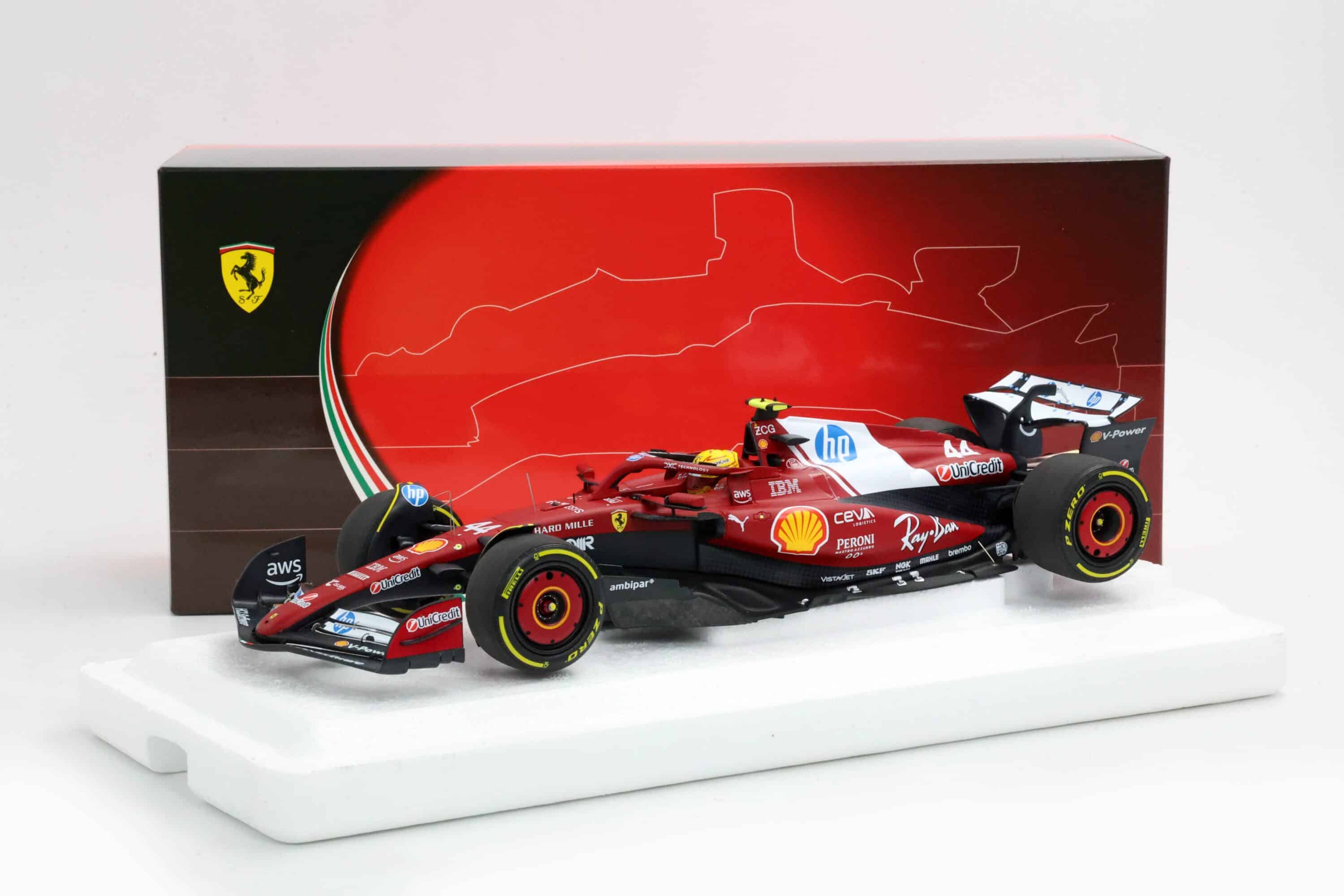 BBR 1:18 Ferrari SF-25 No.44 Lewis Hamilton Winner Sprint Race