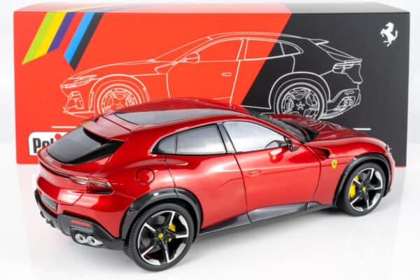Polistil - 1:18 Ferrari Purosangue 2022 Metallic Red and Dark Interior with Showcase - Limited Edition Diecast Model 15 Polistil - 1:18 Ferrari Purosangue 2022 Metallic Red and Dark Interior with Showcase - Limited Edition Diecast Model