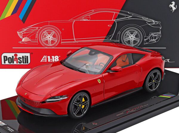Alternative view of Polistil 1:18 Ferrari Roma 2019 Rosso Corsa Red with Showcase (18FE02040-HC) Limited Edition Diecast Model