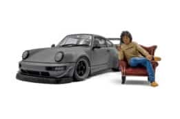Solido - 1:18 RWB Bodykit Nardo Grey 2024 with Akiri Nakai Figure in Chair - Limited Edition Diecast Model