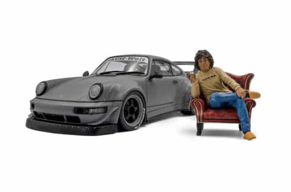 Solido - 1:18 RWB Bodykit Nardo Grey 2024 with Akiri Nakai Figure in Chair - Limited Edition Diecast Model