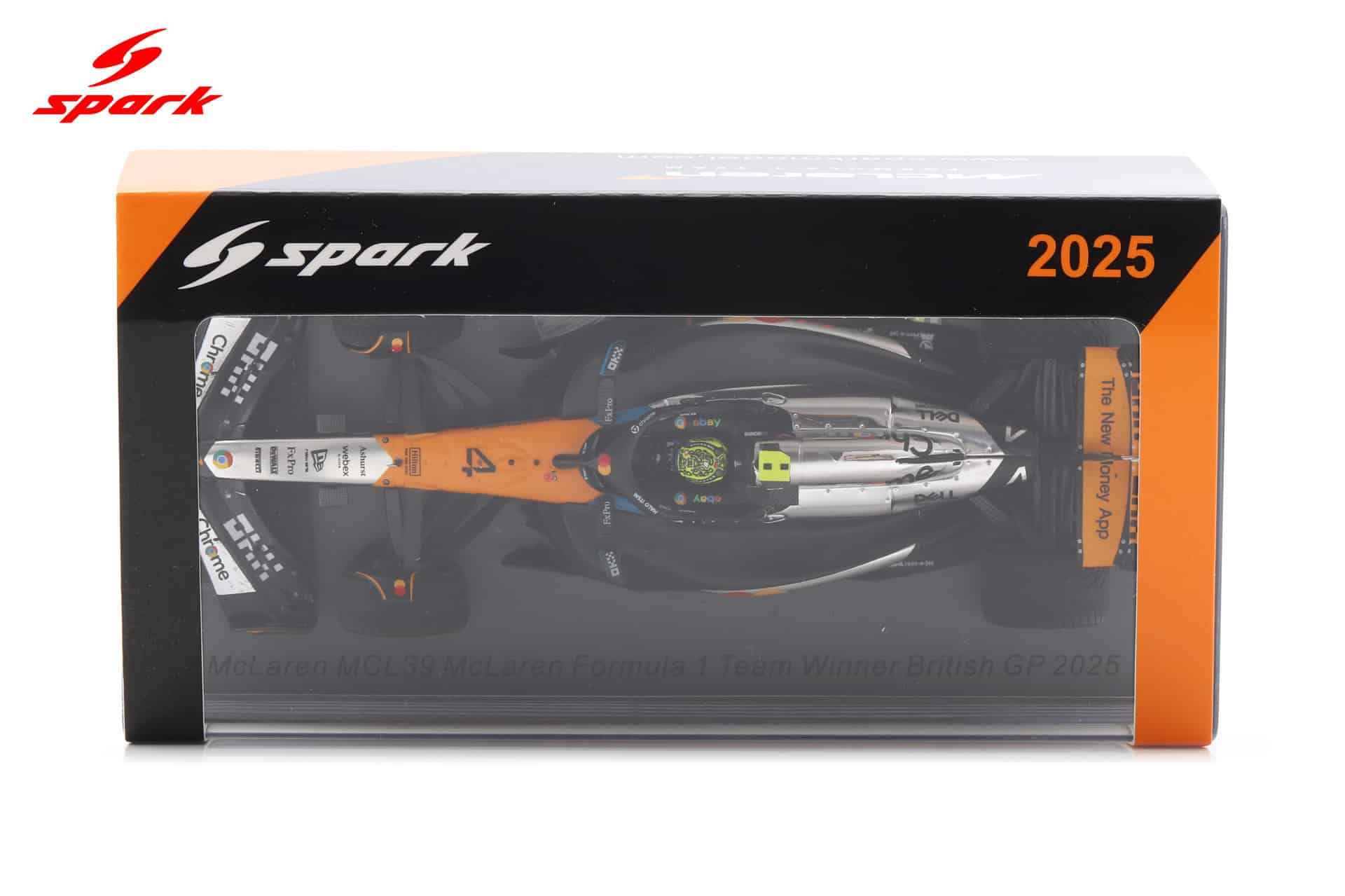 Spark 1:43 McLaren MCL39 No.4 Lando Norris Winner British GP 2025 with Pitboard (S9596) Resin Model 4 Spark 1:43 McLaren MCL39 No.4 Lando Norris Winner British GP 2025 with Pitboard (S9596) Resin Model - Image 4
