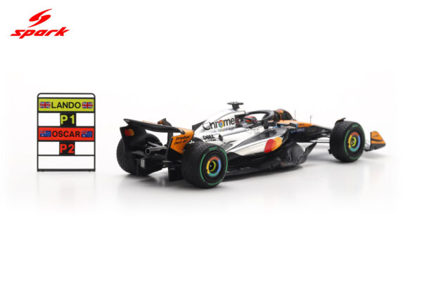 Alternative view of Spark 1:43 McLaren MCL39 No.81 Oscar Piastri 2nd British GP 2025 with Pitboard (S9597) Resin Model