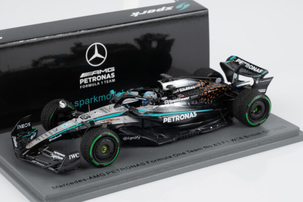 Diecast Model Shop - Model Universe 12 Alternative view of Spark 1:43 Mercedes-AMG W16 No.63 George Russell British GP 2025 (S9598) Resin Model