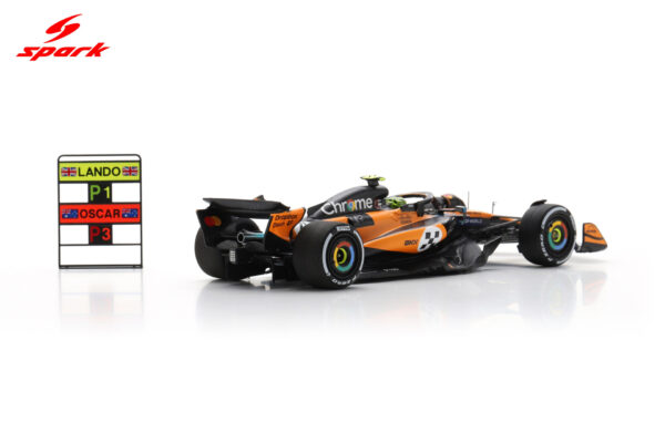 Alternative view of Spark 1:43 McLaren MCL39 No.4 Lando Norris Winner Monaco GP 2025 with Pitboard (S9622) Resin Model