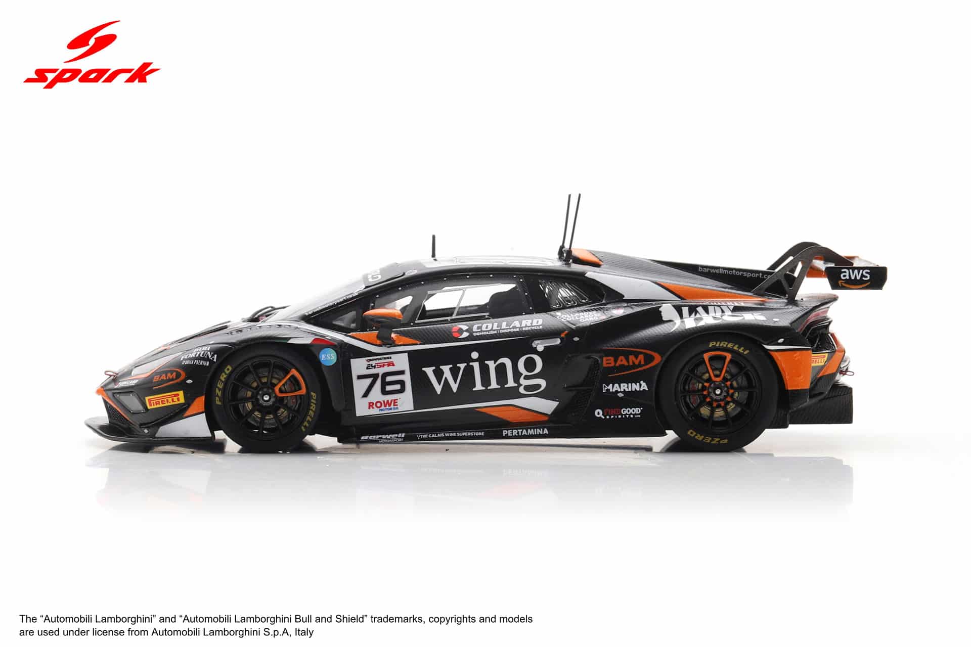 Spark 1:43 Lamborghini Huracan GT3 EVO 2 No.76 24h Spa 2025 Barwell Motorsport (SB860) Limited Edition Resin Model 7 Spark 1:43 Lamborghini Huracan GT3 EVO 2 No.76 24h Spa 2025 Barwell Motorsport (SB860) Limited Edition Resin Model - Image 7