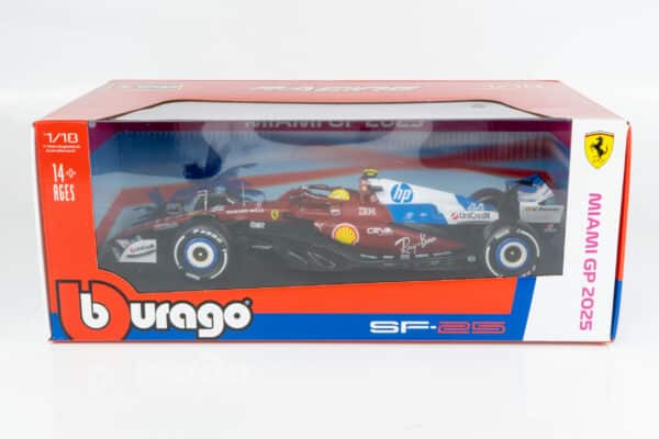 Bburago 1:18 Ferrari SF-25 No.44 Lewis Hamilton Miami GP 2025 (18-16816-H-MIAMI) Diecast Model 12 Bburago 1:18 Ferrari SF-25 No.44 Lewis Hamilton Miami GP 2025 (18-16816-H-MIAMI) Diecast Model
