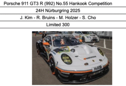Spark - 1:43 Porsche 911 GT3 R (992) No.55 Hankook Competition 24h Nurburgring 2025 - J.Kim, R.Bruins, M.Holzer, S.Cho - Limited Edition Resin Model