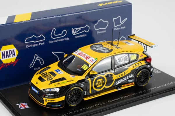 Spark 1:43 Ford Focus No.100 Ashley Sutton 100 Years of NAPA Brands Hatch Indy 2025 (UK041) Limited Edition Resin Model