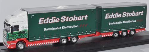 Oxford Diecast STOB032 Eddie Stobart Scania R440 Drawbar double trailer diecast model