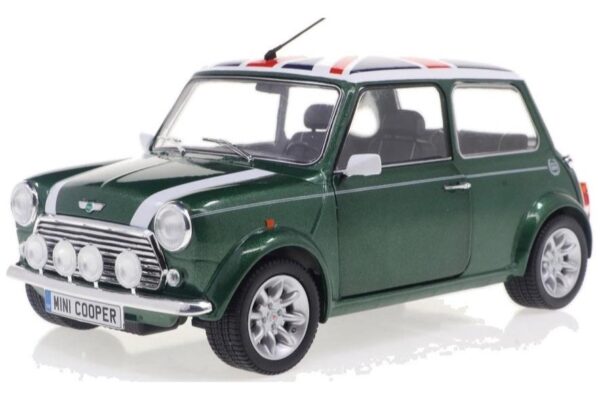 Solido 1:18 Mini Cooper Sport British Racing Green & Union Jack Flag 1997 (S1800612) Diecast Model