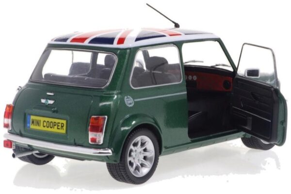 Diecast Model Shop - Model Universe 22 Alternative view of Solido 1:18 Mini Cooper Sport British Racing Green & Union Jack Flag 1997 (S1800612) Diecast Model