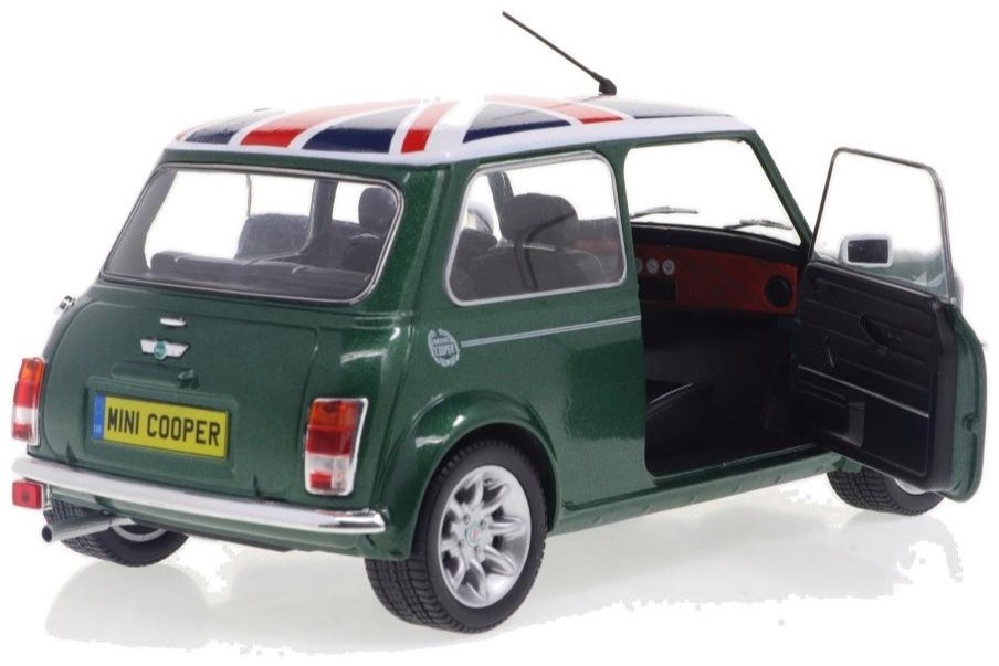 Solido 1:18 Mini Cooper Sport British Racing Green & Union Jack Flag 1997 (S1800612) Diecast Model 2 Solido 1:18 Mini Cooper Sport British Racing Green & Union Jack Flag 1997 (S1800612) Diecast Model - Image 2