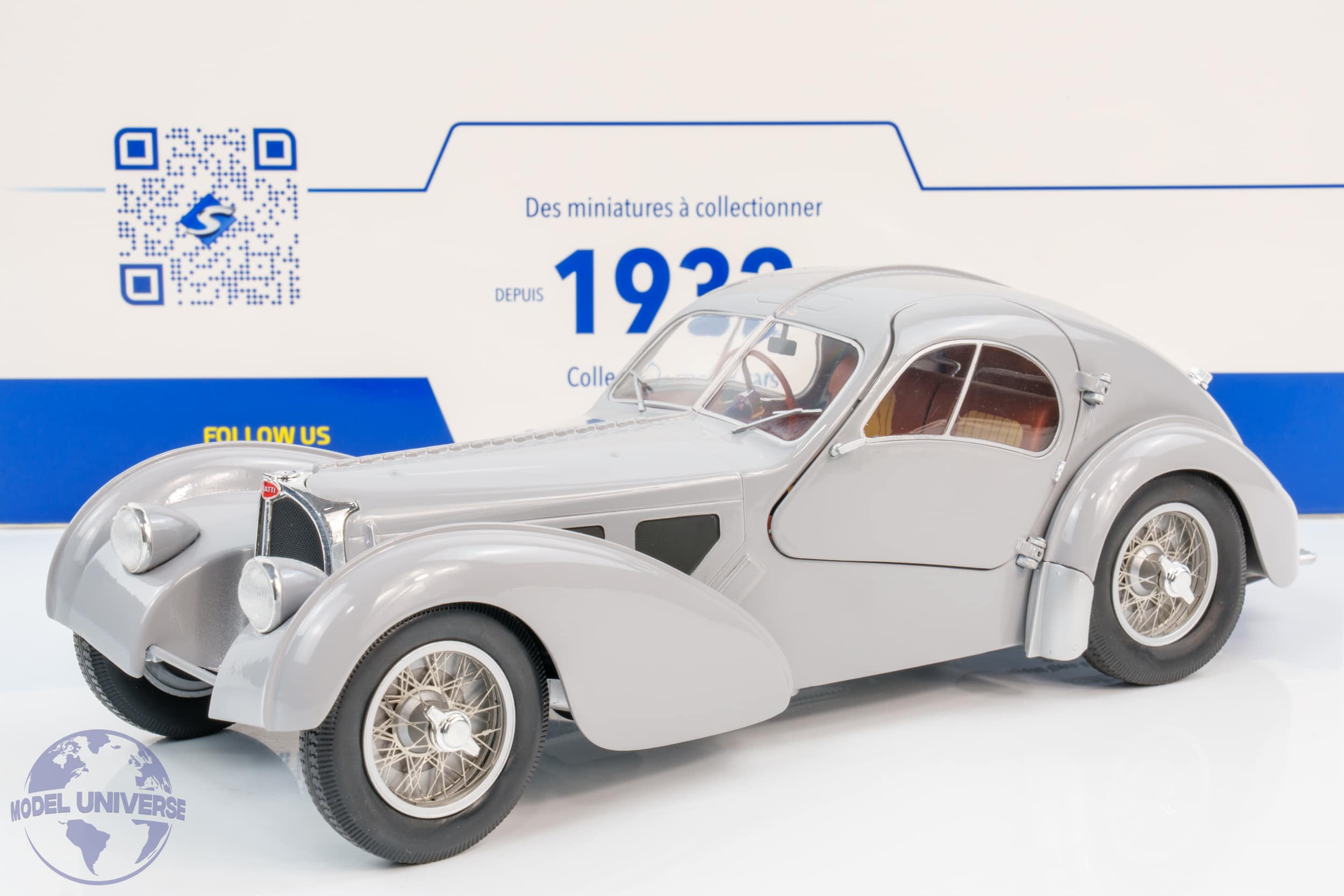 Solido - 1:18 Bugatti Type 57 SC Atlantic Grey 1937 - Diecast Model