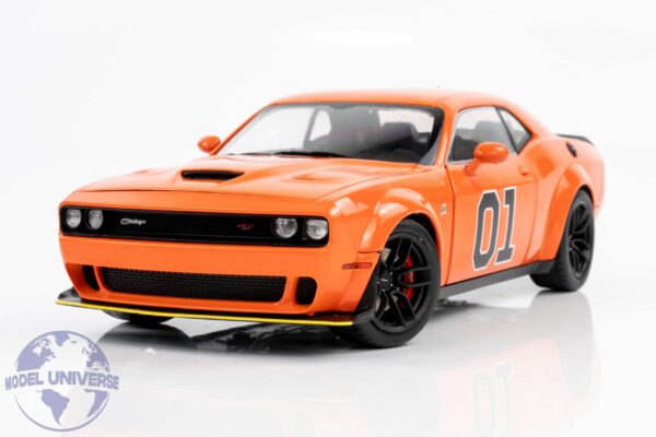 Solido 1:18 Dodge Challenger R/T Scat Pack Widebody "General Lee" Orange 2023 - Diecast Model 16 Solido 1:18 Dodge Challenger R/T Scat Pack Widebody