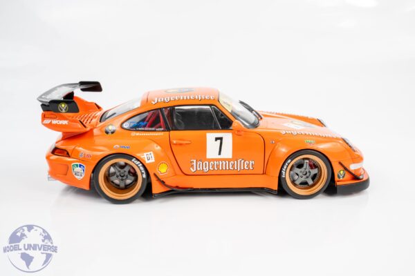 Solido - 1:18 Porsche 911 (993) RWB Jagermeister No.7 Orange 2020 - Diecast Model 21 Solido - 1:18 Porsche 911 (993) RWB Jagermeister No.7 Orange 2020 - Diecast Model