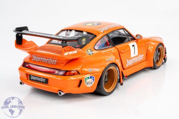 Solido - 1:18 Porsche 911 (993) RWB Jagermeister No.7 Orange 2020 - Diecast Model 20 Solido - 1:18 Porsche 911 (993) RWB Jagermeister No.7 Orange 2020 - Diecast Model
