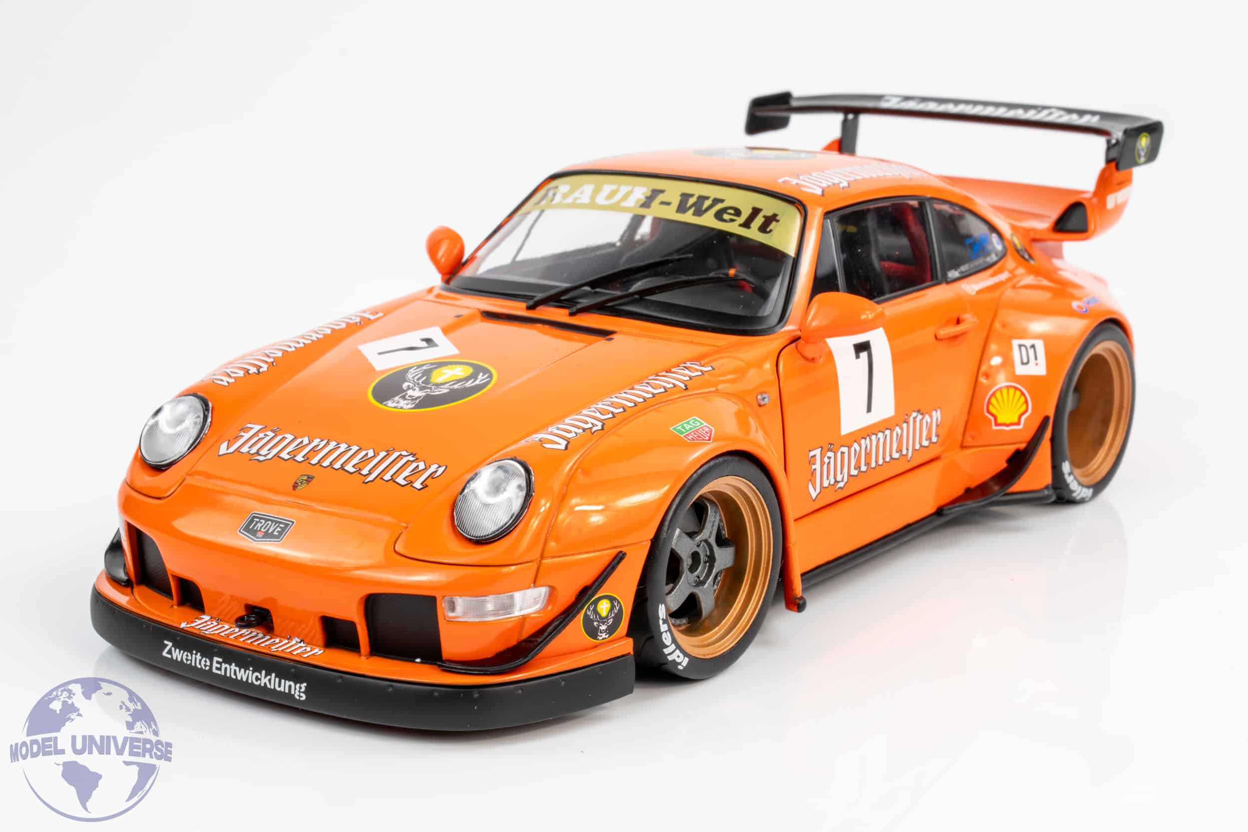 Solido - 1:18 Porsche 911 (993) RWB Jagermeister No.7 Orange 2020 - Diecast Model 9 Solido - 1:18 Porsche 911 (993) RWB Jagermeister No.7 Orange 2020 - Diecast Model