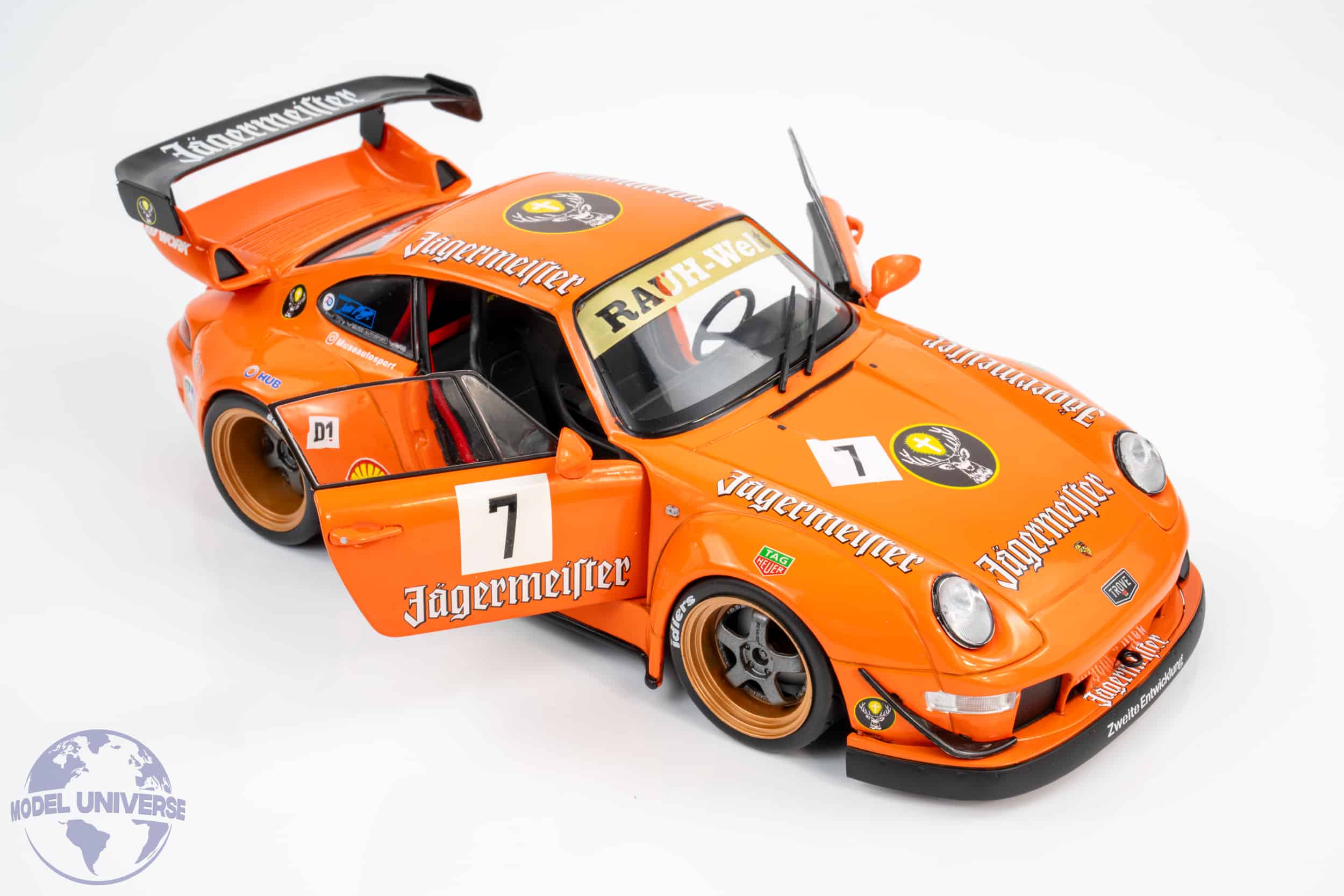 Solido - 1:18 Porsche 911 (993) RWB Jagermeister No.7 Orange 2020 - Diecast Model 7 Solido - 1:18 Porsche 911 (993) RWB Jagermeister No.7 Orange 2020 - Diecast Model